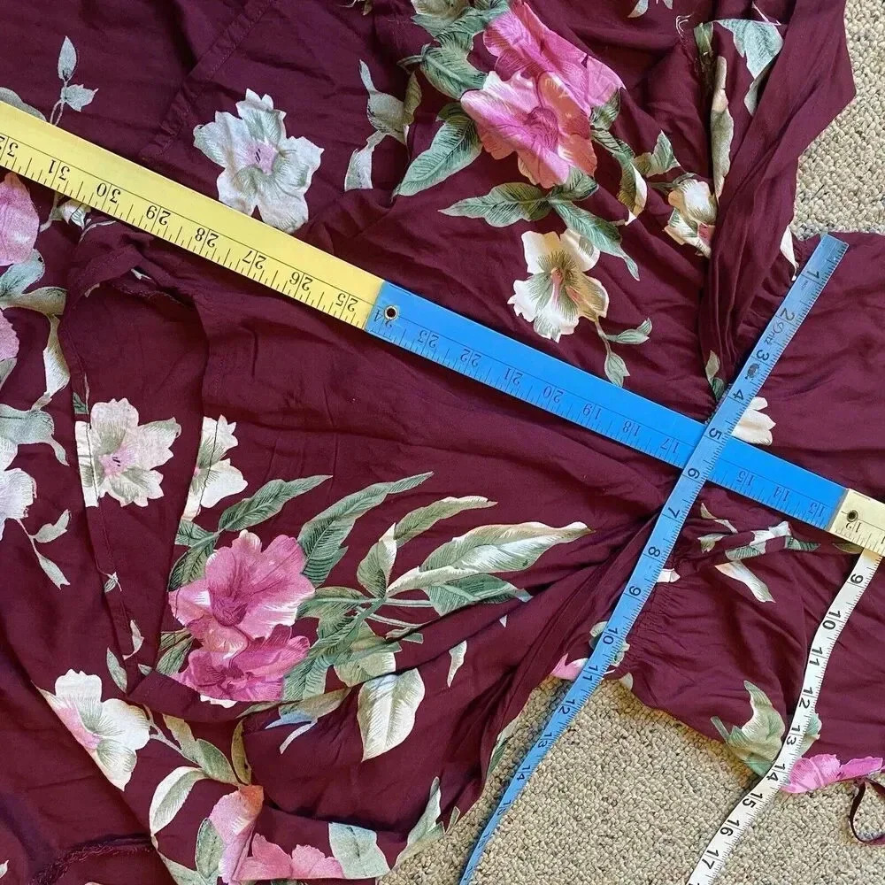 Band Of Gypsies Maroon Floral Halter Neck Romper Dress Beach Summer Vacation S - Picture 2 of 4